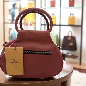 PATRICIA NASH LEATHER NEW  IN MILBURN CROSSBODY-SATCHEL IN OLD ROSE
